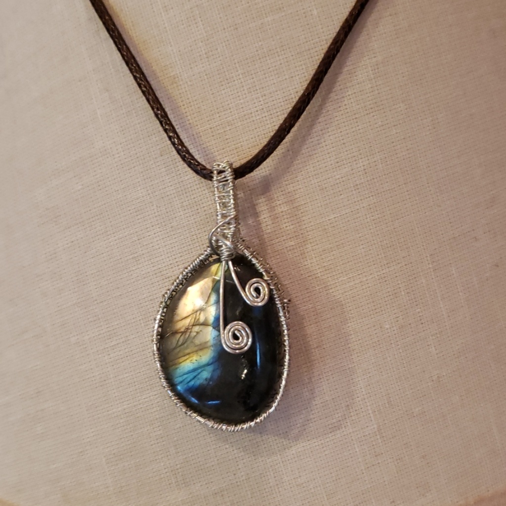 Sterling Wrapped Stone Necklace